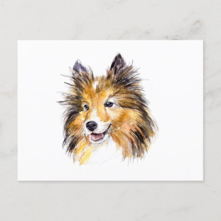 Collie Dog Portrait Watercolor Briefkaart
