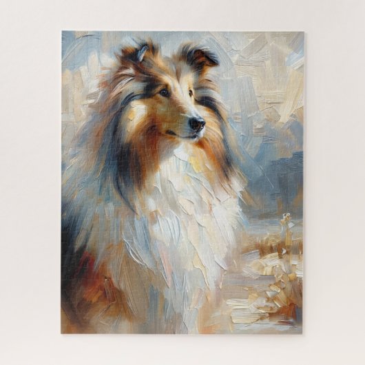 Collie Dog Portret Schilderij Legpuzzel (Verticaal)