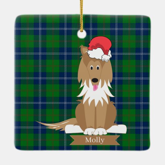Collie Dog Santa Christmas Pet Ornament (Achterkant)