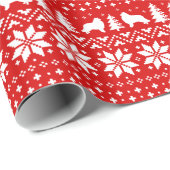 Collie Dog Silhouettes Kerstvakantie Patroon Cadeaupapier (Rol Hoek)