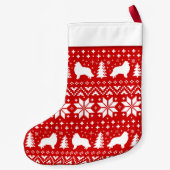 Collie Dog Silhouettes Pattern Red en White Cute Kleine Kerstsok (Achterkant)