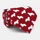 Collie Dog Silhouettes Pattern Red Stropdas (Opgerold)