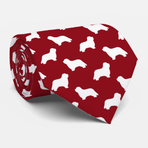 Collie Dog Silhouettes Pattern Red Stropdas
