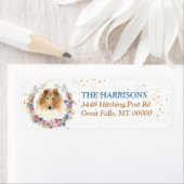 Collie Dog Spring Flowers Wreath Etiket (Insitu)