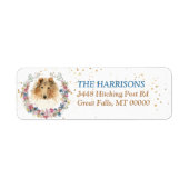 Collie Dog Spring Flowers Wreath Etiket (Voorkant)