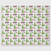 Collie Dog, vogel en kerstboom Cadeaupapier (Vlak)