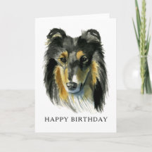 Collie Dog Waterverf Happy Birthday