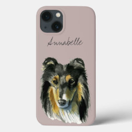 Collie Dog Waterverf Illustratie iPhone 13 Hoesje