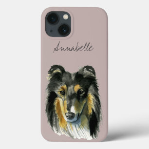 Collie Dog Waterverf Illustratie iPhone 13 Hoesje