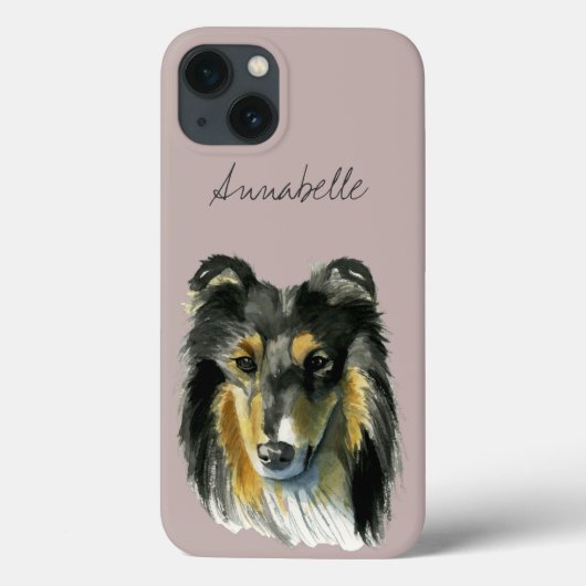 Collie Dog Waterverf Illustratie Case-Mate iPhone Case (Achterkant)