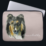 Collie Dog Waterverf Illustratie Laptop Sleeve<br><div class="desc">Dit is een schilderij van een regale collie hond. Ze heeft een bruin,  zwart en wit bont.</div>