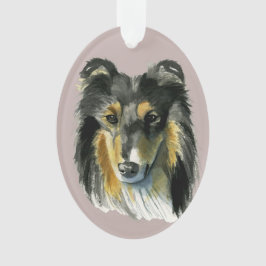 Collie Dog Waterverf Illustratie Ornament