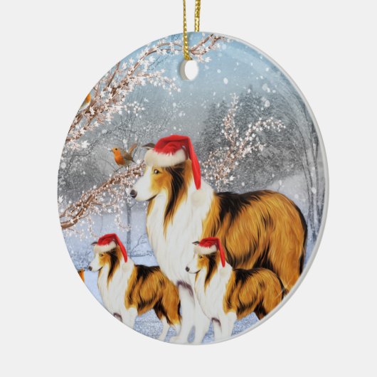 Collie Dog Winter Circle Ornament (Links)