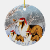 Collie Dog Winter Circle Ornament (Achterkant)