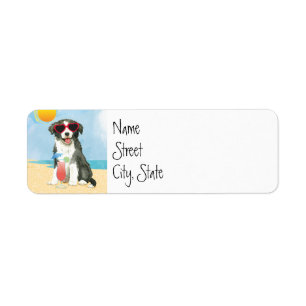Collie-etiket aan de zomerrand etiket