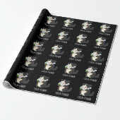 Collie-flower Funny Border Collie Dog Pun Dark BG Cadeaupapier (Uitgerold)