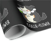 Collie-flower Funny Border Collie Dog Pun Dark BG Cadeaupapier (Rol Hoek)