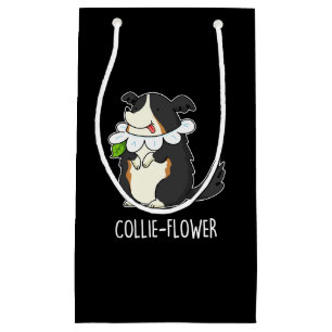 Collie-flower Funny Border Collie Dog Pun Dark BG Klein Cadeauzakje