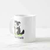 Collie-flower Funny Border Collie Dog Pun Koffiemok (Voorkant links)