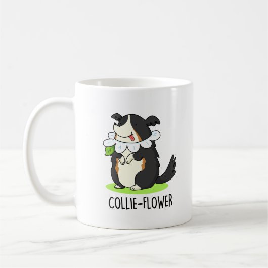 Collie-flower Funny Border Collie Dog Pun Koffiemok (Links)