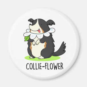 Collie-flower Funny Border Collie Dog Pun Magneet