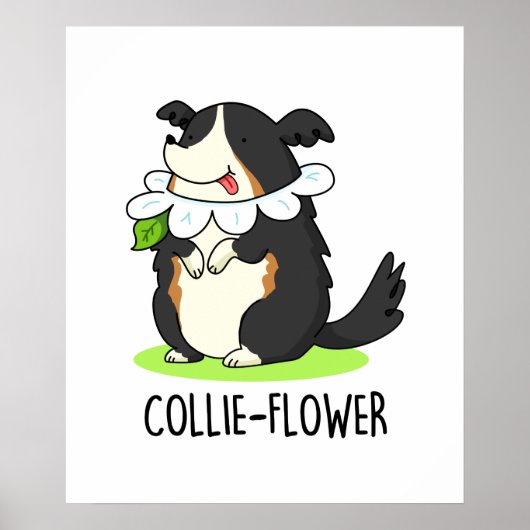 Collie-flower Funny Border Collie Dog Pun Poster (Voorkant)