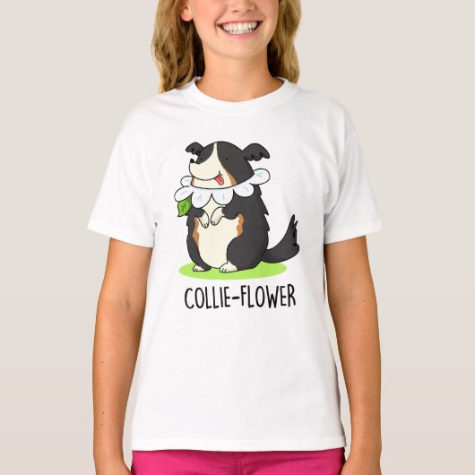 Collie-flower Funny Border Collie Dog Pun T-shirt (Voorkant)