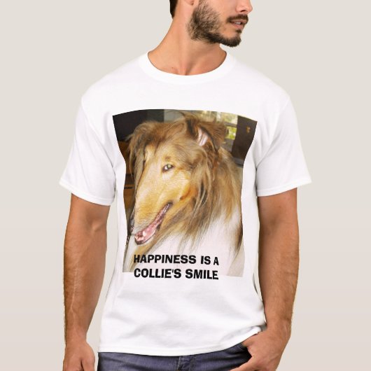 COLLIE, GELUK IS DE GLIMLACH VAN EEN COLLIE T-SHIRT (Voorkant)