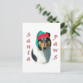 Collie (glad) Santa Paws Feestdagenkaart (Staand voorkant)