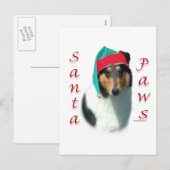 Collie (glad) Santa Paws Feestdagenkaart (Voorkant / Achterkant)