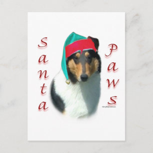 Collie (glad) Santa Paws Feestdagenkaart