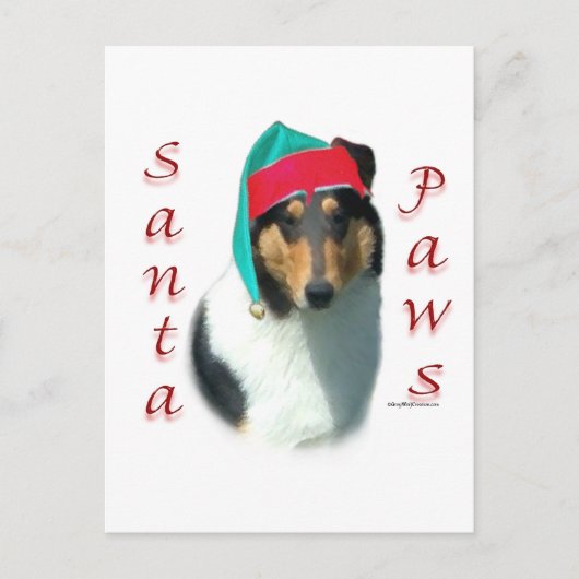 Collie (glad) Santa Paws Feestdagenkaart (Voorkant)