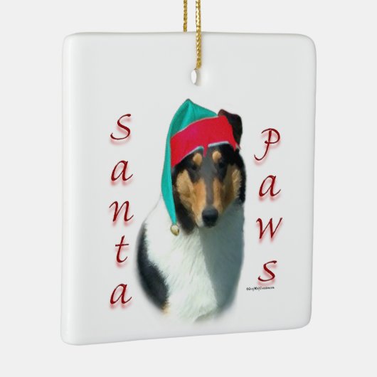 Collie (glad) Santa Paws Keramisch Ornament (Rechts)