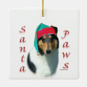 Collie (glad) Santa Paws Keramisch Ornament (Achterkant)
