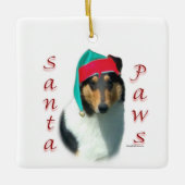 Collie (glad) Santa Paws Keramisch Ornament (Voorkant)