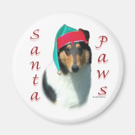 Collie (glad) Santa Paws Magneet (Voorkant)