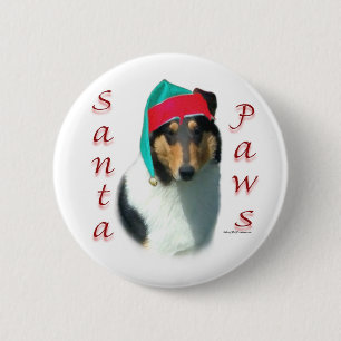 Collie (glad) Santa Paws Ronde Button 5,7 Cm
