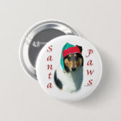 Collie (glad) Santa Paws Ronde Button 5,7 Cm (Voorkant /achterkant)