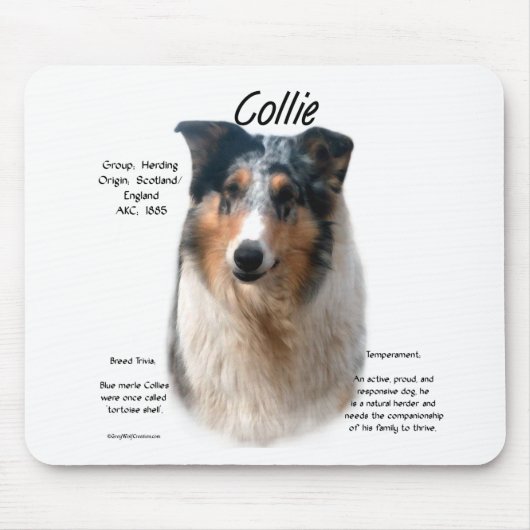 Collie (gladde merle) Geschiedenis Ontwerp Muismat (Voorkant)