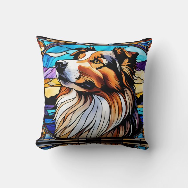 Collie Glas in lood look Kussen (Voorkant)