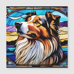 Collie Glas in lood look Magnetische Kaart