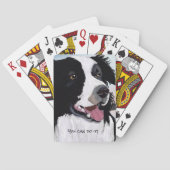 Collie glimlachen aan de zwarte en witte rand pokerkaarten (Achterkant)