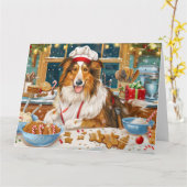 Collie Holiday Baking: Feestelijke Cheer Christmas Kaart (Gele Bloem)