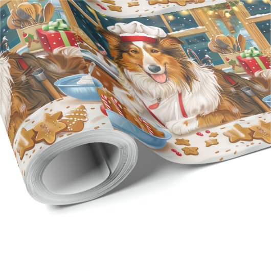 Collie Holiday Baking: Feestelijke Kerst Cadeaupapier (Rol Hoek)