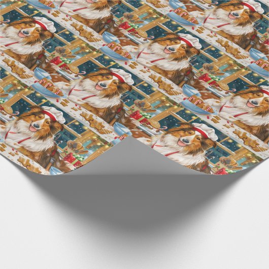 Collie Holiday Baking: Feestelijke Kerst Cadeaupapier (Hoek)