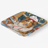 Collie Holiday Baking: Feestelijke Kerst Papieren Bordje (Gebogen)