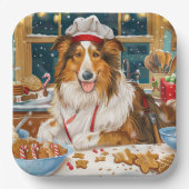 Collie Holiday Baking: Feestelijke Kerst Papieren Bordje (Voorkant)