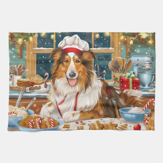 Collie Holiday Baking: Feestelijke Kerst Theedoek (Horizontaal)
