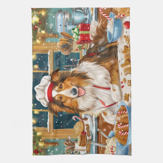 Collie Holiday Baking: Feestelijke Kerst Theedoek (Verticaal)