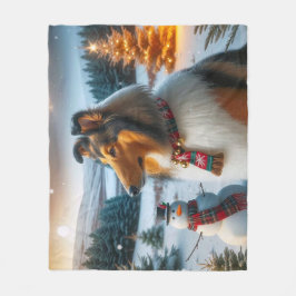 Collie Holiday Fleece Deken